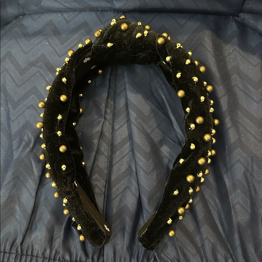 Lele Sadoughi Black and Gold Embellished Headband
